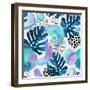 Watercolor Tropical Leaves and Geometric Shapes-tanycya-Framed Art Print