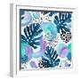 Watercolor Tropical Leaves and Geometric Shapes-tanycya-Framed Art Print