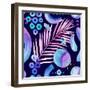 Watercolor Tropical Leaves on Geometric Background-tanycya-Framed Art Print