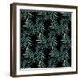 Watercolor Tropical Palm Leaves on Dark Background-Maria Mirnaya-Framed Art Print