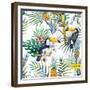 Watercolor, Tropical, Pineapple, Exotic, Pattern-Zenina-Framed Premium Giclee Print