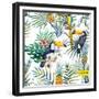 Watercolor, Tropical, Pineapple, Exotic, Pattern-Zenina-Framed Premium Giclee Print