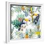 Watercolor, Tropical, Pineapple, Exotic, Pattern-Zenina-Framed Premium Giclee Print