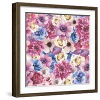 Watercolor Various Flowers-Eisfrei-Framed Art Print