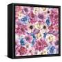 Watercolor Various Flowers-Eisfrei-Framed Stretched Canvas