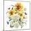 Watercolor Vintage Card with Chrysanthemums, Sunflowers and Butt-Varvara Kurakina-Mounted Art Print