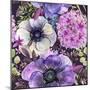 Watercolor Violet Flowers Seamless Pattern. Hand-Drawn Botanical Illustration. Vintage Floral Compo-Faenkova Elena-Mounted Premium Giclee Print
