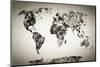 Watercolor World Map. Black and White Paint on Paper, Retro Style. HD Quality-Michal Bednarek-Mounted Photographic Print