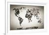 Watercolor World Map. Black and White Paint on Paper, Retro Style. HD Quality-Michal Bednarek-Framed Photographic Print