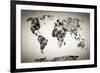 Watercolor World Map. Black and White Paint on Paper, Retro Style. HD Quality-Michal Bednarek-Framed Photographic Print