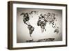 Watercolor World Map. Black and White Paint on Paper, Retro Style. HD Quality-Michal Bednarek-Framed Photographic Print