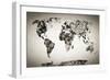 Watercolor World Map. Black and White Paint on Paper, Retro Style. HD Quality-Michal Bednarek-Framed Photographic Print