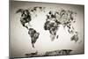 Watercolor World Map. Black and White Paint on Paper, Retro Style. HD Quality-Michal Bednarek-Mounted Photographic Print