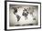 Watercolor World Map. Black and White Paint on Paper, Retro Style. HD Quality-Michal Bednarek-Framed Photographic Print