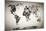 Watercolor World Map. Black and White Paint on Paper, Retro Style. HD Quality-Michal Bednarek-Mounted Photographic Print