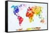 Watercolor World Map. Colorful Paint on White Paper. HD Quality-Michal Bednarek-Framed Stretched Canvas