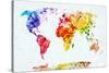 Watercolor World Map. Colorful Paint on White Paper. HD Quality-Michal Bednarek-Stretched Canvas