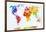 Watercolor World Map. Colorful Paint on White Paper. HD Quality-Michal Bednarek-Framed Art Print