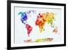 Watercolor World Map. Colorful Paint on White Paper. HD Quality-Michal Bednarek-Framed Art Print