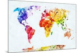 Watercolor World Map. Colorful Paint on White Paper. HD Quality-Michal Bednarek-Mounted Art Print