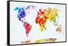 Watercolor World Map. Colorful Paint on White Paper. HD Quality-Michal Bednarek-Framed Stretched Canvas