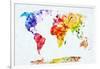 Watercolor World Map. Colorful Paint on White Paper. HD Quality-Michal Bednarek-Framed Art Print