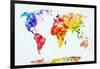 Watercolor World Map. Colorful Paint on White Paper. HD Quality-Michal Bednarek-Framed Art Print