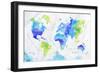 Watercolor World Map Green Blue-anna42f-Framed Art Print