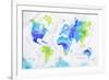 Watercolor World Map Green Blue-anna42f-Framed Premium Giclee Print