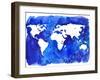 Watercolor World Map Illustration-LisaAlisaill-Framed Art Print