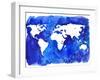 Watercolor World Map Illustration-LisaAlisaill-Framed Art Print