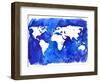 Watercolor World Map Illustration-LisaAlisaill-Framed Art Print