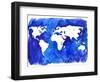 Watercolor World Map Illustration-LisaAlisaill-Framed Art Print