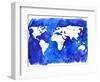 Watercolor World Map Illustration-LisaAlisaill-Framed Art Print