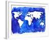 Watercolor World Map Illustration-LisaAlisaill-Framed Art Print