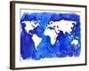 Watercolor World Map Illustration-LisaAlisaill-Framed Art Print