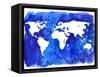 Watercolor World Map Illustration-LisaAlisaill-Framed Stretched Canvas