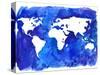 Watercolor World Map Illustration-LisaAlisaill-Stretched Canvas