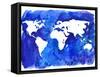 Watercolor World Map Illustration-LisaAlisaill-Framed Stretched Canvas