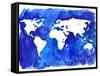 Watercolor World Map Illustration-LisaAlisaill-Framed Stretched Canvas