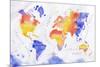 Watercolor World Map Red Purple-anna42f-Mounted Art Print