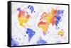 Watercolor World Map Red Purple-anna42f-Framed Stretched Canvas