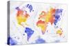 Watercolor World Map Red Purple-anna42f-Stretched Canvas