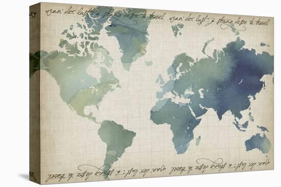 Watercolor World Map-Grace Popp-Stretched Canvas