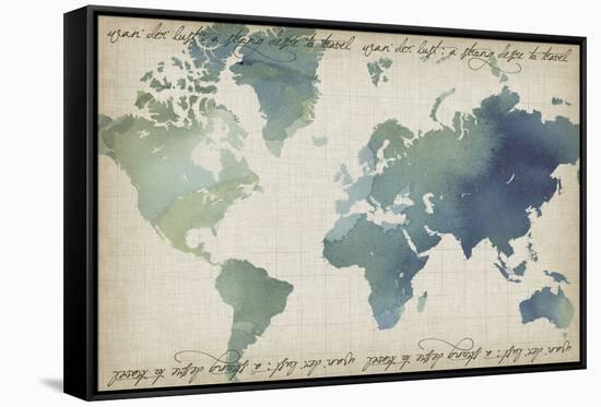 Watercolor World Map-Grace Popp-Framed Stretched Canvas