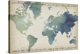 Watercolor World Map-Grace Popp-Stretched Canvas