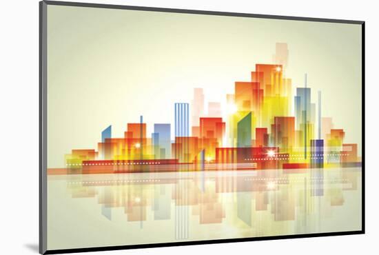 Watercolour City Landscape-null-Mounted Art Print