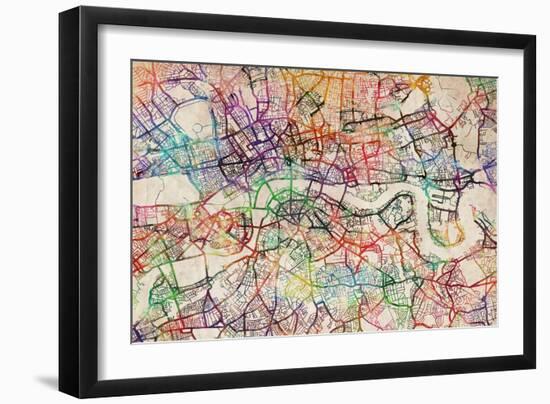 Watercolour Map of London-Tompsett Michael-Framed Premium Giclee Print