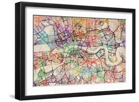 Watercolour Map of London-Tompsett Michael-Framed Premium Giclee Print