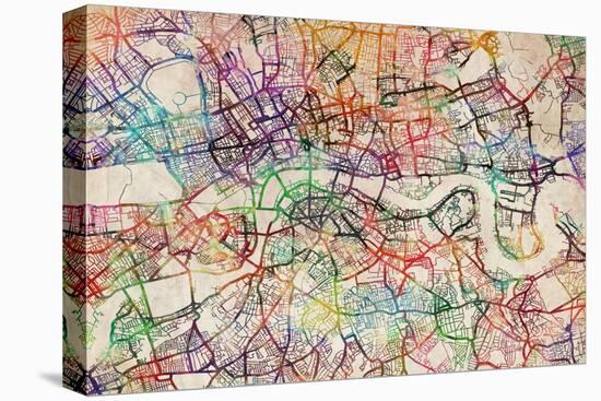 Watercolour Map of London-Tompsett Michael-Stretched Canvas